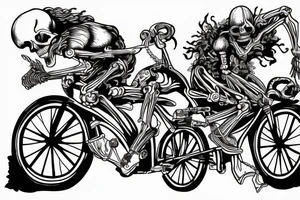 Skeleton riding bike tattoo idea