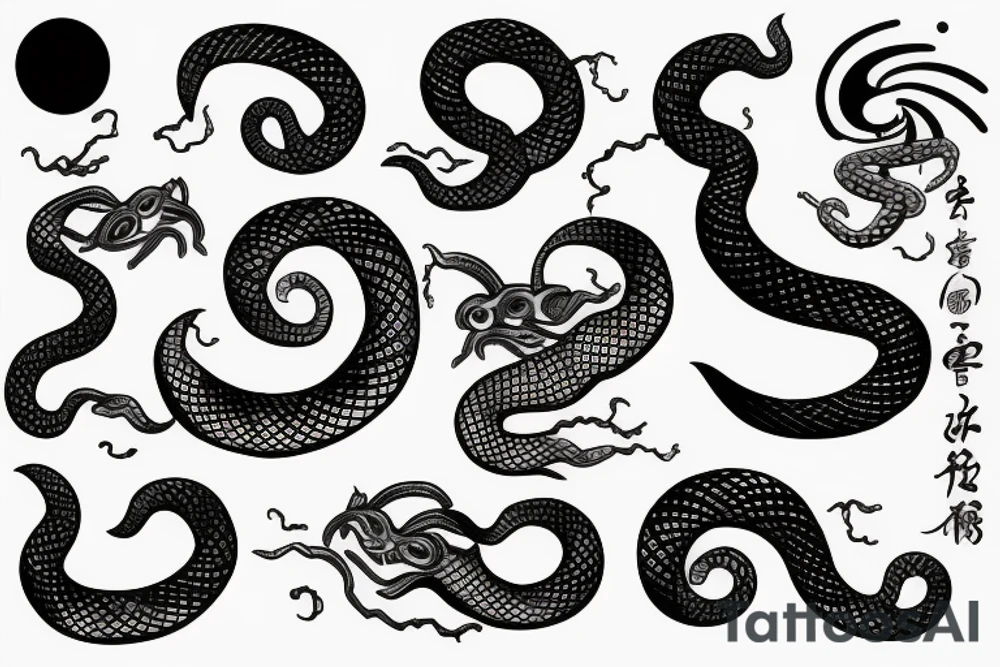 Snake, moon, japanese tattoo idea