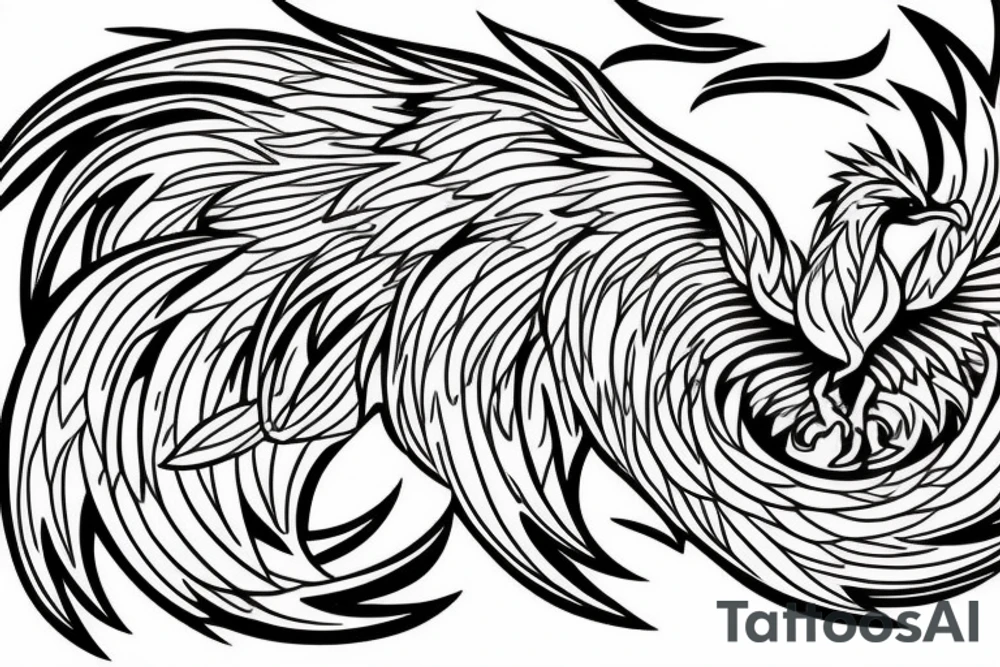 A phoenix coming from flames looking upwards tattoo idea