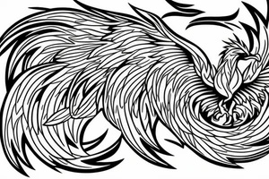 A phoenix coming from flames looking upwards tattoo idea