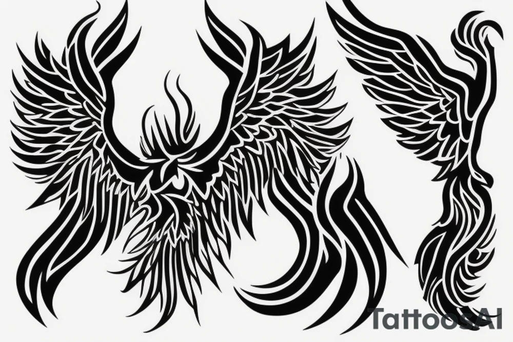 A phoenix coming from flames looking upwards tattoo idea