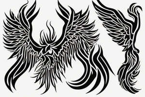 A phoenix coming from flames looking upwards tattoo idea