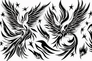 A phoenix coming from flames looking upwards tattoo idea