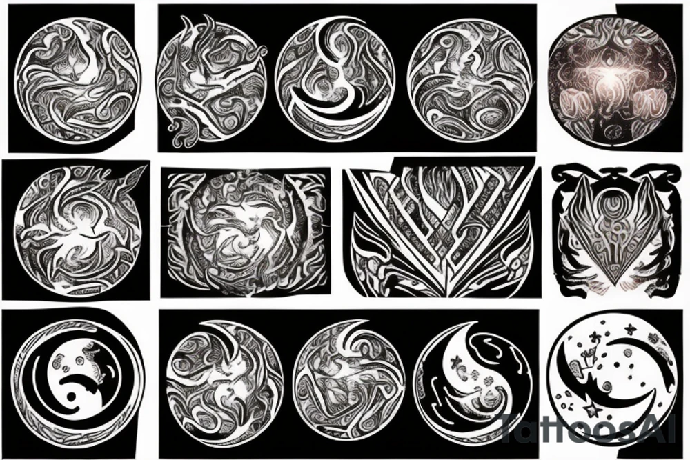 the moon with fire tattoo idea