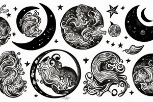 the moon with fire tattoo idea