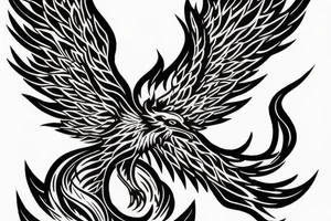 A phoenix coming from flames looking upwards tattoo idea