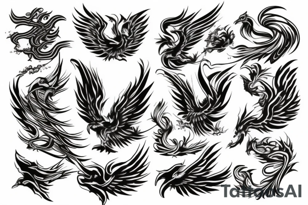 A phoenix coming from flames tattoo idea