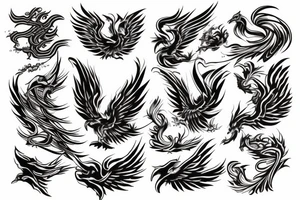 A phoenix coming from flames tattoo idea