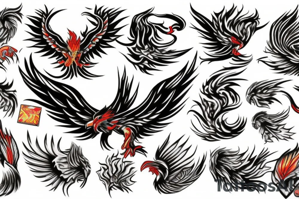 A phoenix coming from flames tattoo idea
