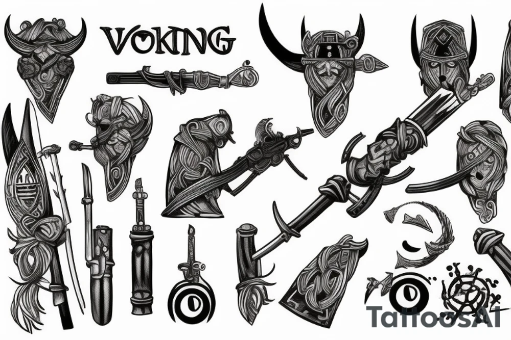 Women viking gun gangster tattoo idea