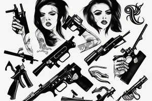 Women holding gun tattoo idea