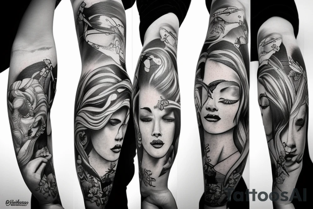 Women holding gun tattoo idea