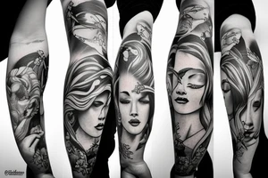 Women holding gun tattoo idea