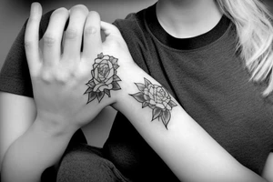 Women with hand on face in pain tattoo idea