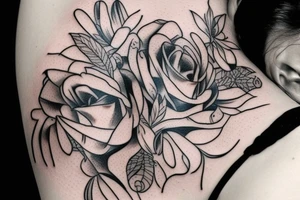 Women with hand on face in pain tattoo idea