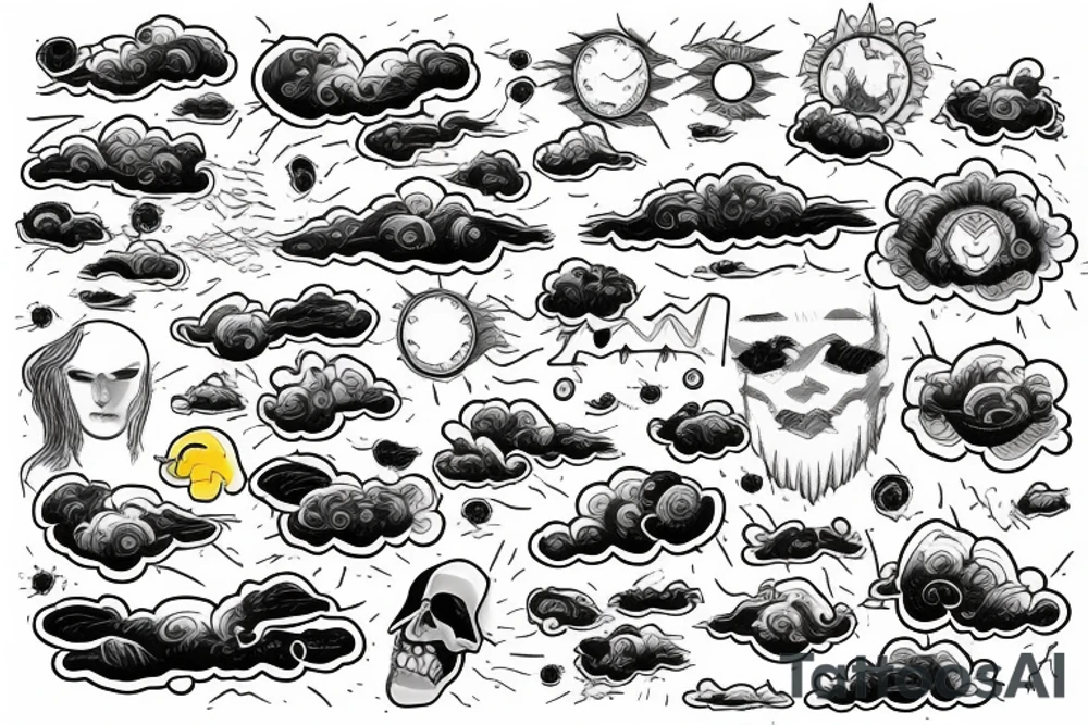 Stormy weather on a man's mind (head). tattoo idea