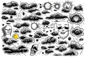 Stormy weather on a man's mind (head). tattoo idea