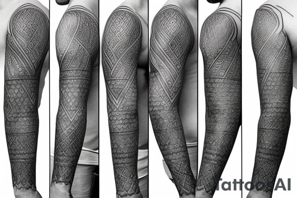 sacred geometric sleeve tattoo for men tattoo idea
