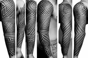 sacred geometric rune symbol sleeve tattoo for men tattoo idea