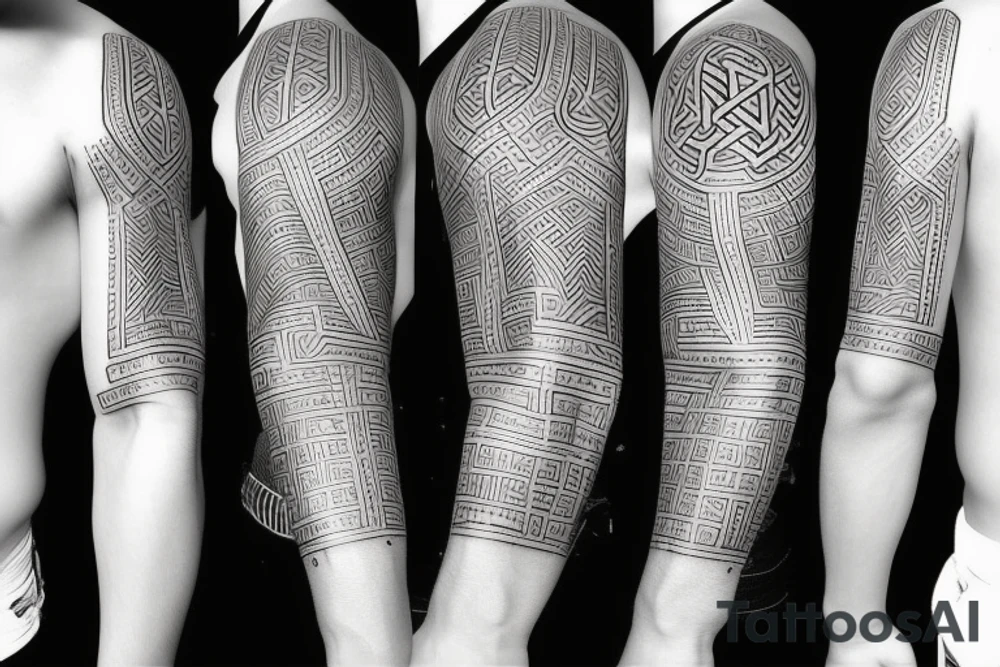 sacred geometric rune symbol sleeve tattoo for men tattoo idea