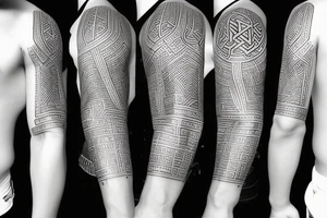 sacred geometric rune symbol sleeve tattoo for men tattoo idea