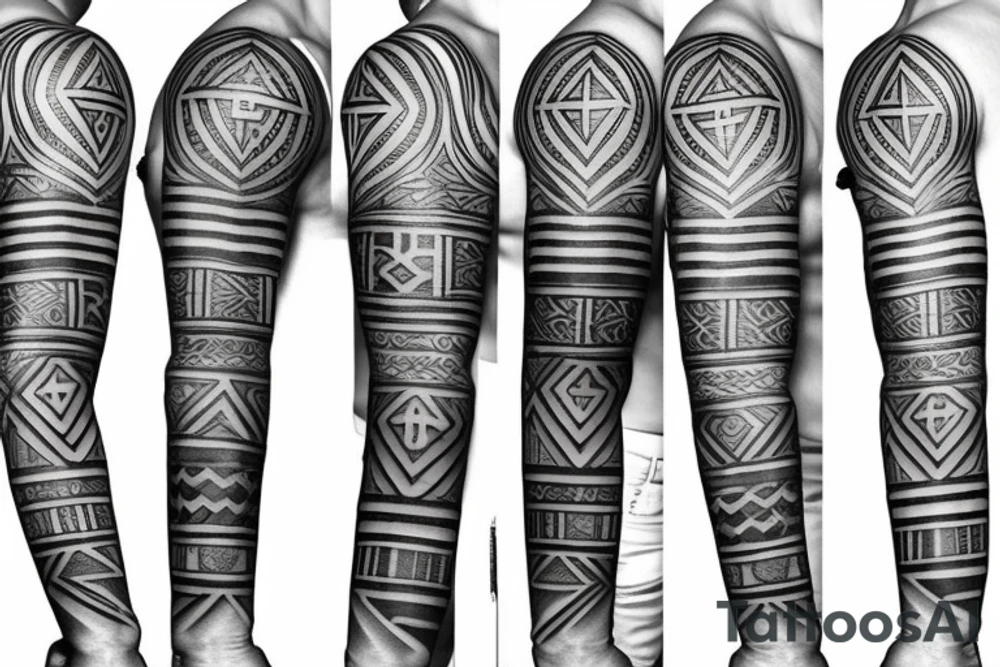 sacred geometric rune symbol sleeve tattoo for men tattoo idea