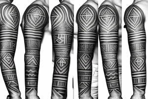 sacred geometric rune symbol sleeve tattoo for men tattoo idea