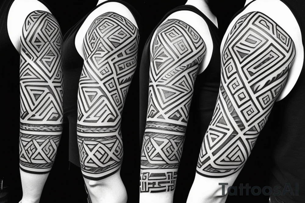 sacred geometric rune symbol sleeve tattoo for men tattoo idea