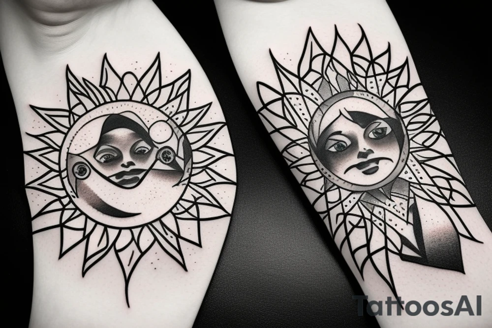 Planet Earth, the sun and perfection Creation of Lifeforms tattoo idea