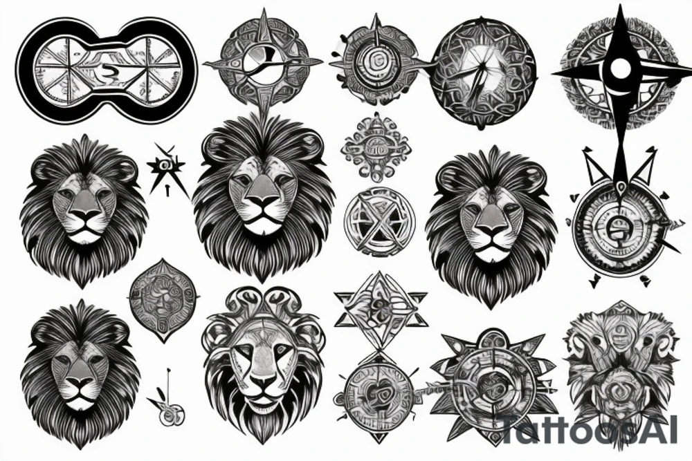 Lion with a compass tattoo idea