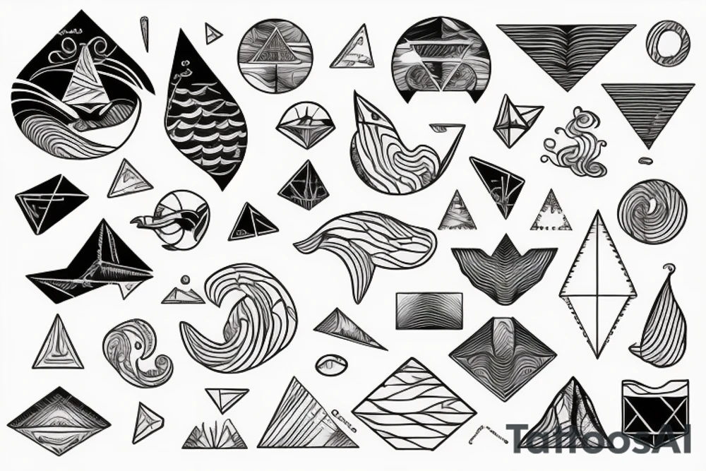 Secret geometry, waves , sea animals tattoo idea Secret geometry, waves , sea animals tattoo idea