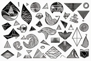 Secret geometry, waves , sea animals tattoo idea