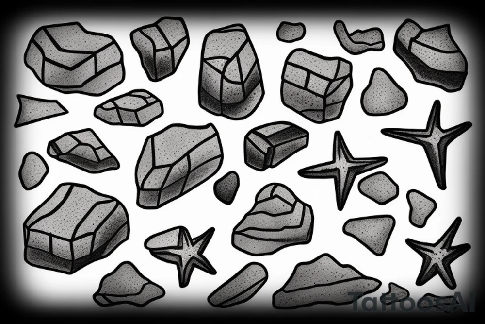 Stapled rocks on a Beach. Simple design tattoo idea