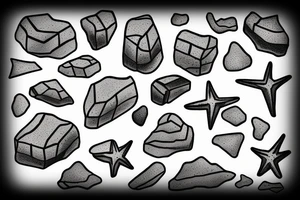 Stapled rocks on a Beach. Simple design tattoo idea