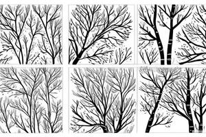 Fine line silver birch tree with leaves and roots tattoo idea