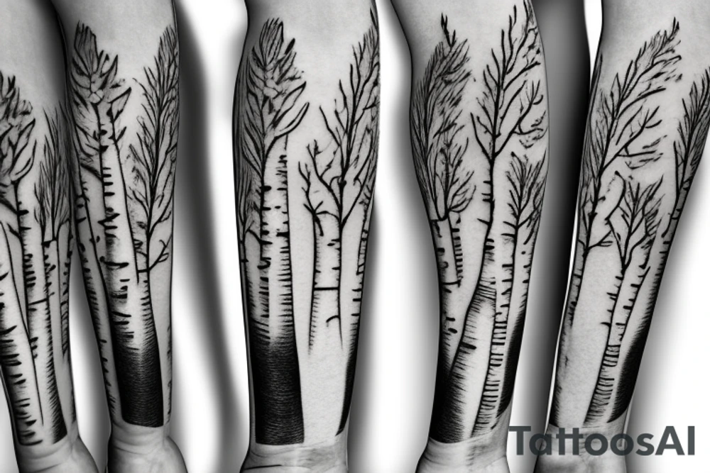 Fine line silver birch tree with leaves and roots tattoo idea Fine line silver birch tree with leaves and roots tattoo idea