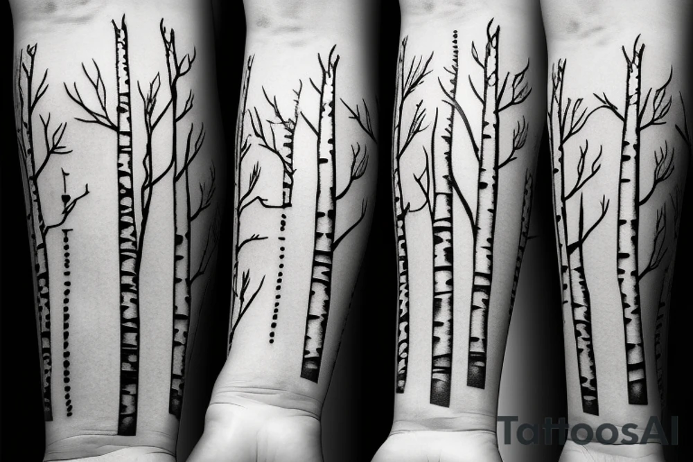 Fine line silver birch tree with leaves and roots tattoo idea Fine line silver birch tree with leaves and roots tattoo idea