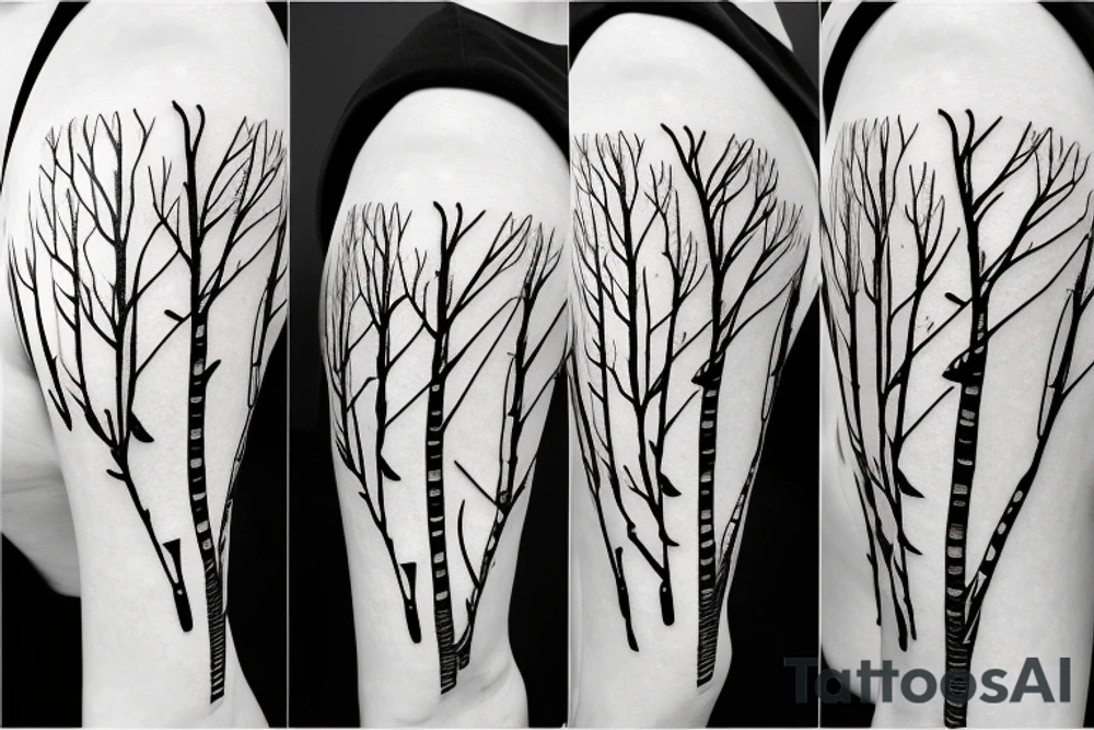 Multi stem silver birch tree with leaves on shoulder tattoo idea Multi stem silver birch tree with leaves on shoulder tattoo idea