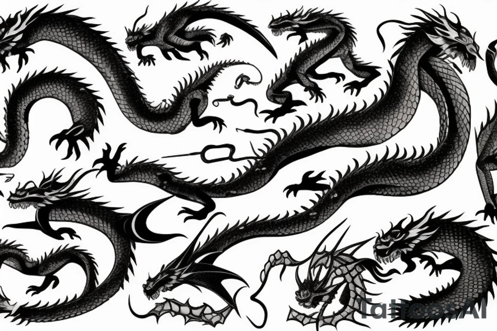Dragon around a sword tattoo idea