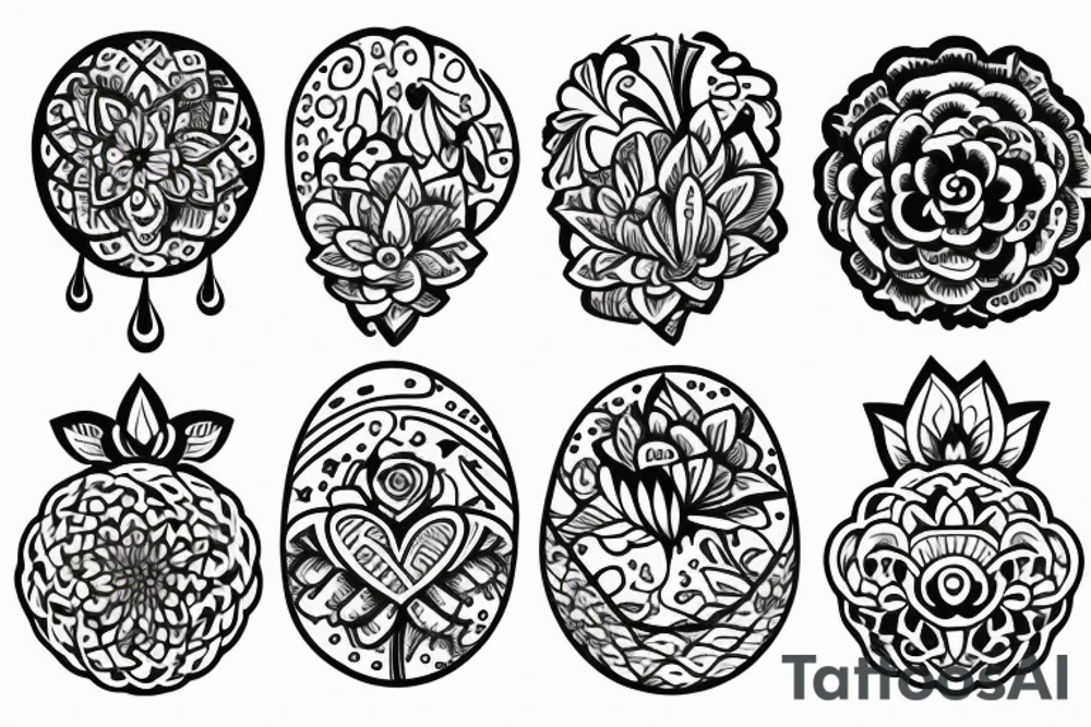 5 flowers, a moon, god tattoo idea