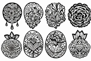 5 flowers, a moon, god tattoo idea