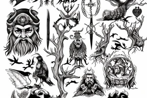 Odin hanging on tree tattoo idea