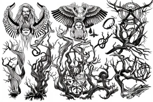 Odin hanging on tree tattoo idea