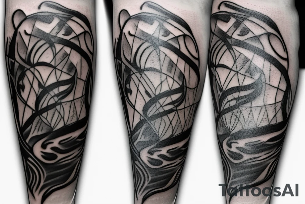 burning Dagger with vines tattoo idea