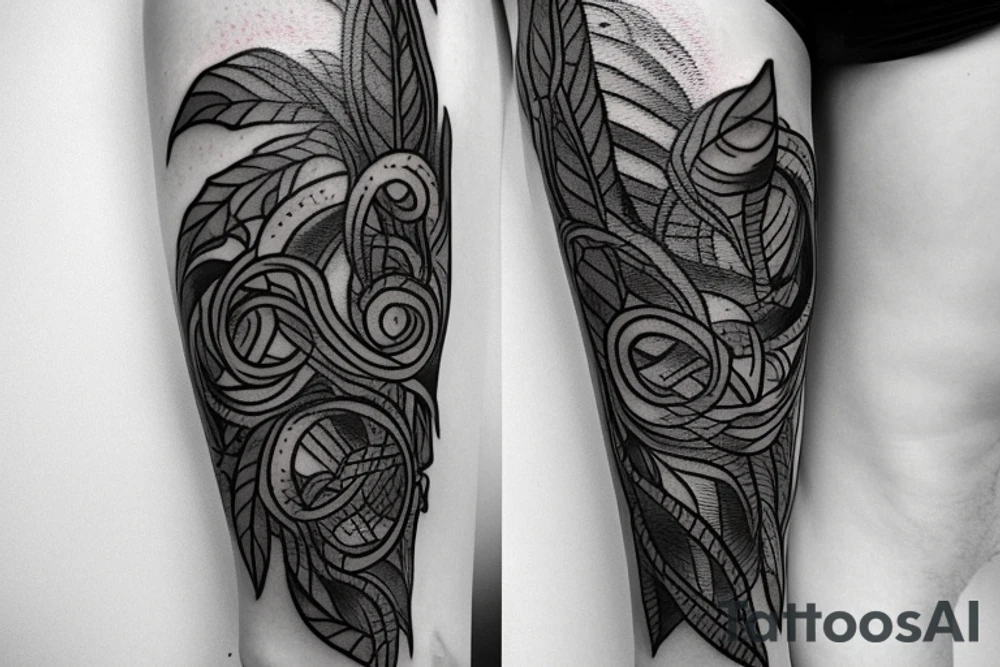 burning Dagger with vines tattoo idea