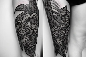 burning Dagger with vines tattoo idea
