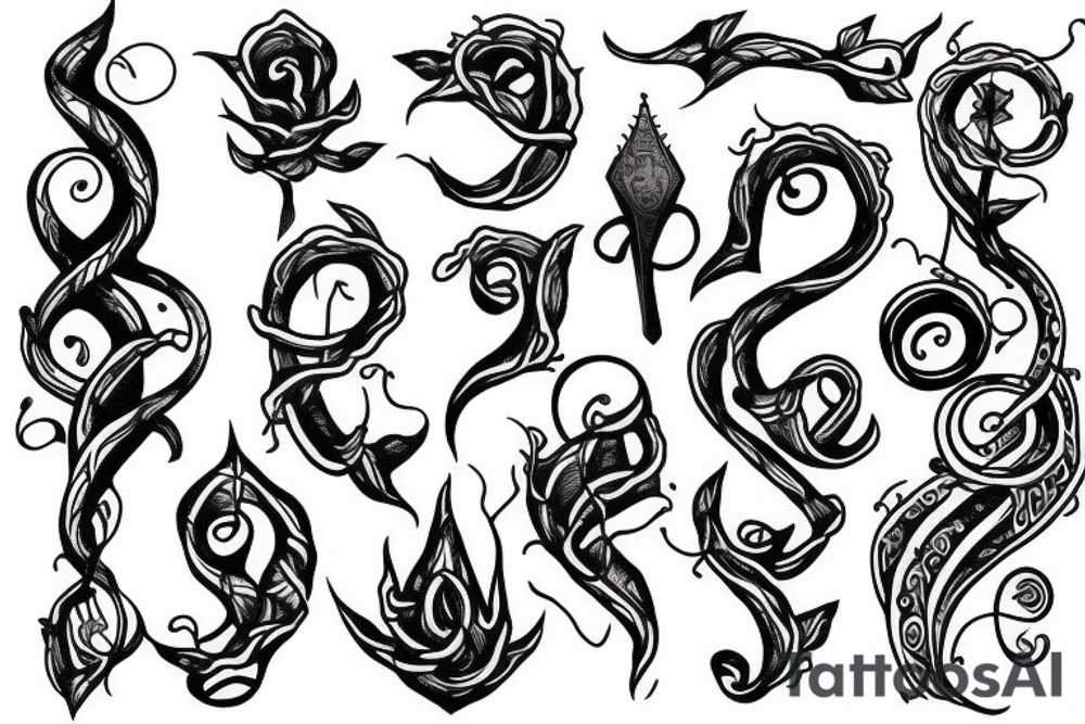 Dagger with vines tattoo idea