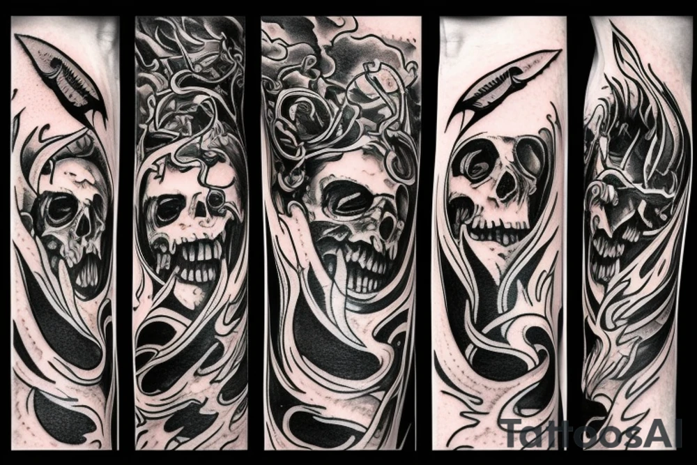 Dagger flames tattoo idea
