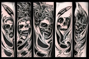 Dagger flames tattoo idea