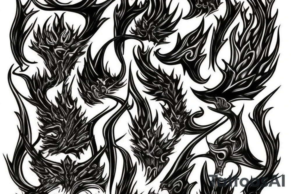 Dagger flames tattoo idea
